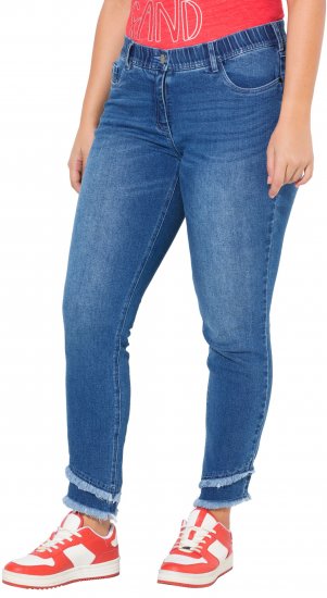 Ulla Popken Double Fringe Hem Stretch Fit Jeans Denim Blue - Jeans & Byxor i Stora Storlekar – Plus Size - 