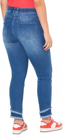 Ulla Popken Double Fringe Hem Stretch Fit Jeans Denim Blue - Jeans & Byxor i Stora Storlekar – Plus Size - 