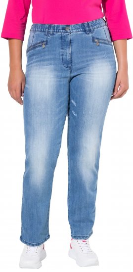 Ulla Popken Tapered Leg Lightly Distressed Jeans Blue Denim - Jeans & Byxor i Stora Storlekar – Plus Size - 