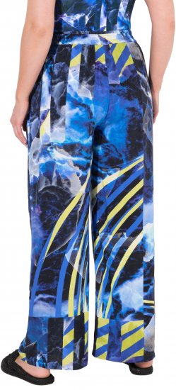 Ulla Popken Blue Stroke Wide Leg Palazzo Pants - Jeans & Byxor i Stora Storlekar – Plus Size - 