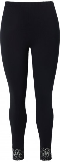 Ulla Popken Lace Trim Leggings Black - Jeans & Byxor i Stora Storlekar – Plus Size - 