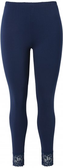 Ulla Popken Lace Trim Leggings Navy - Jeans & Byxor i Stora Storlekar – Plus Size - 
