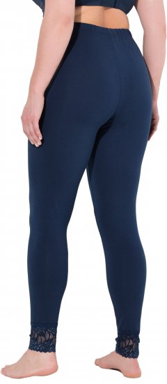 Ulla Popken Lace Trim Leggings Navy - Jeans & Byxor i Stora Storlekar – Plus Size - 