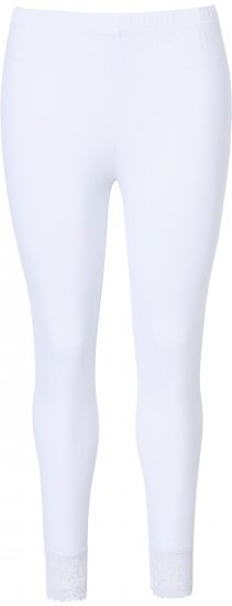 Ulla Popken Lace Trim Leggings White - Jeans & Byxor i Stora Storlekar – Plus Size - 