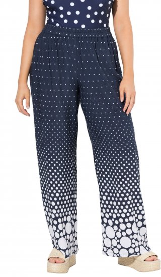 Ulla Popken Dot Gradient Wide Leg Elastic Waist Palazzo Pants Grey - Jeans & Byxor i Stora Storlekar – Plus Size - 