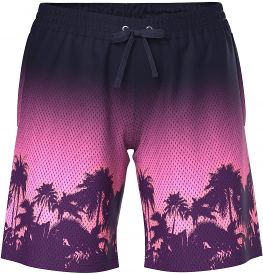 Ulla Popken Active Wide Leg Elastic Waist Palm Tree Pattern Mesh Shorts Black - Jeans & Byxor i Stora Storlekar – Plus Size - 