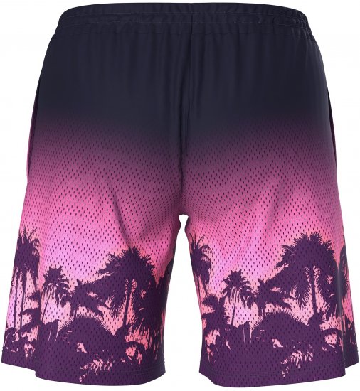 Ulla Popken Active Wide Leg Elastic Waist Palm Tree Pattern Mesh Shorts Black - Jeans & Byxor i Stora Storlekar – Plus Size - 