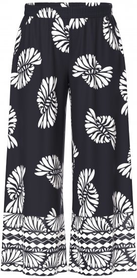 Ulla Popken Fossil Print Elastic Waist Palazzo Pants Black - Jeans & Byxor i Stora Storlekar – Plus Size - 