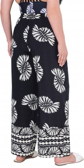 Ulla Popken Fossil Print Elastic Waist Palazzo Pants Black - Jeans & Byxor i Stora Storlekar – Plus Size - 