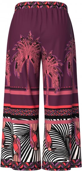 Ulla Popken Mixed Palm Print Elastic Waist Palazzo Pants Red - Jeans & Byxor i Stora Storlekar – Plus Size - 