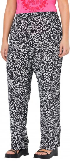 Ulla Popken Leopard Print Elastic Waist Pants Black - Jeans & Byxor i Stora Storlekar – Plus Size - 