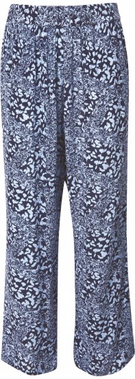 Ulla Popken Patch Print Elastic Waist Pants Navy - Jeans & Byxor i Stora Storlekar – Plus Size - 