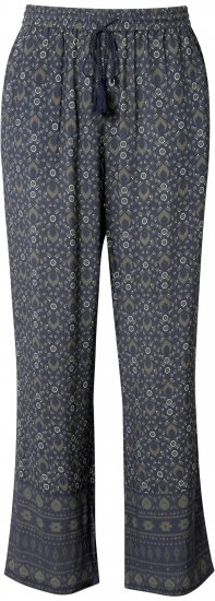 Ulla Popken Geometric Print Elastic Waist Pants Navy - Jeans & Byxor i Stora Storlekar – Plus Size - 
