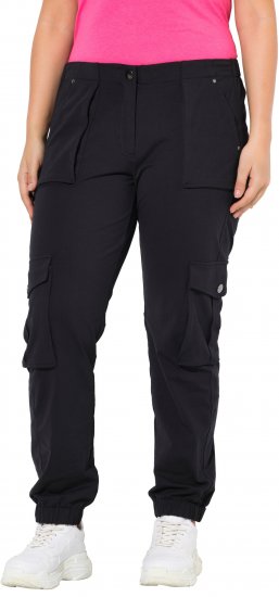 Ulla Popken Elastic Hem Stretch Fit Cargo Pants Black - Jeans & Byxor i Stora Storlekar – Plus Size - 