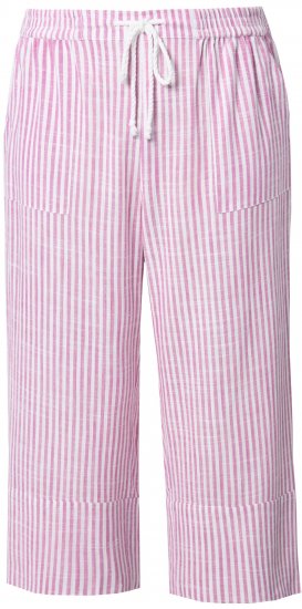 Ulla Popken Coastal Stripe Linen Blend Elastic Waist Culottes Purple - Jeans & Byxor i Stora Storlekar – Plus Size - 