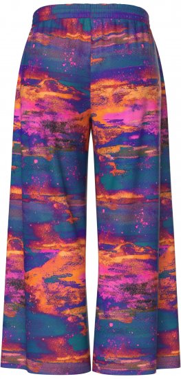 Ulla Popken Abstract Sunset Elastic Waist Palazzo Pants Orange - Jeans & Byxor i Stora Storlekar – Plus Size - 