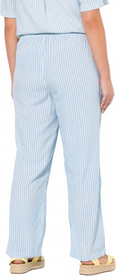 Ulla Popken Seersucker Elastic Waist Pants Blue - Jeans & Byxor i Stora Storlekar – Plus Size - 