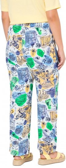 Ulla Popken Italy Print Elastic Waist Pants White - Jeans & Byxor i Stora Storlekar – Plus Size - 