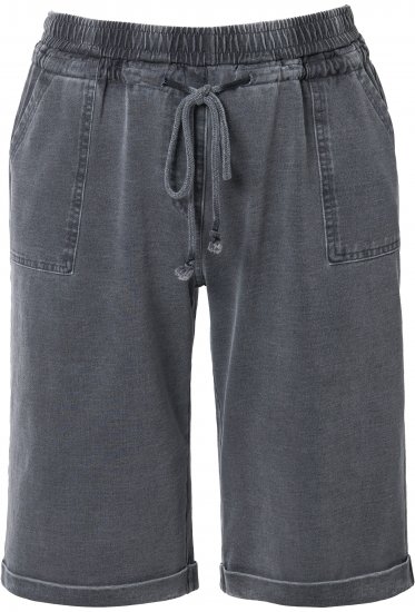 Ulla Popken Indigo Dyed Elastic Waist Jersey Shorts Black - Jeans & Byxor i Stora Storlekar – Plus Size - 