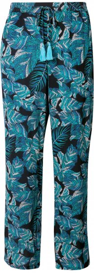 Ulla Popken Tropical Leaf Print Elastic Waist Pants Blue - Jeans & Byxor i Stora Storlekar – Plus Size - 