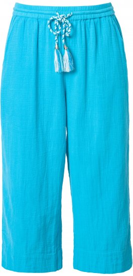 Ulla Popken Muslin Elastic Waist Culottes Blue - Jeans & Byxor i Stora Storlekar – Plus Size - 