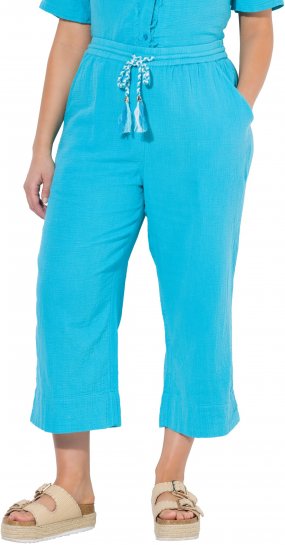 Ulla Popken Muslin Elastic Waist Culottes Blue - Jeans & Byxor i Stora Storlekar – Plus Size - 