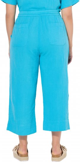 Ulla Popken Muslin Elastic Waist Culottes Blue - Jeans & Byxor i Stora Storlekar – Plus Size - 