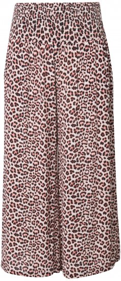 Ulla Popken Rose Wide Leg Elastic Waist Leopard Pattern Culottes White - Jeans & Byxor i Stora Storlekar – Plus Size - 