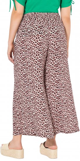 Ulla Popken Rose Wide Leg Elastic Waist Leopard Pattern Culottes Off-White - Jeans & Byxor i Stora Storlekar – Plus Size - 