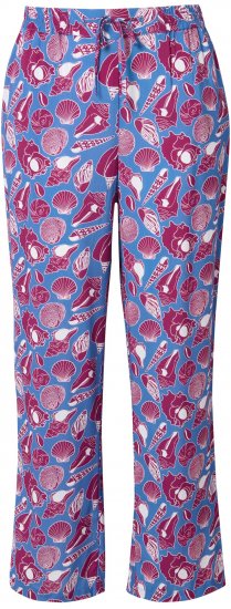 Ulla Popken Seashell Print Elastic Waist Pants Blue - Jeans & Byxor i Stora Storlekar – Plus Size - 