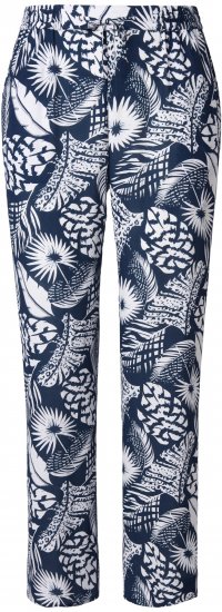 Ulla Popken Feather Print Elastic Waist Pants Blue - Jeans & Byxor i Stora Storlekar – Plus Size - 