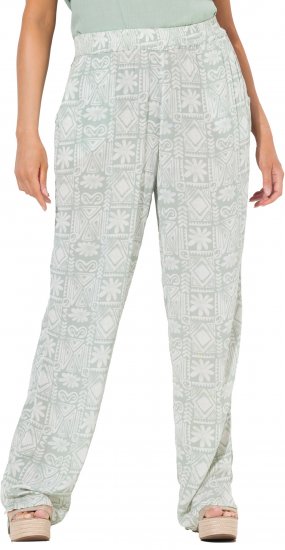 Ulla Popken Mosaic Print Elastic Waist Pants White - Jeans & Byxor i Stora Storlekar – Plus Size - 