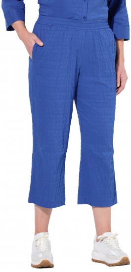 Ulla Popken Textured Elastic Waist Cropped Pants Cobalt Blue - Jeans & Byxor i Stora Storlekar – Plus Size - 