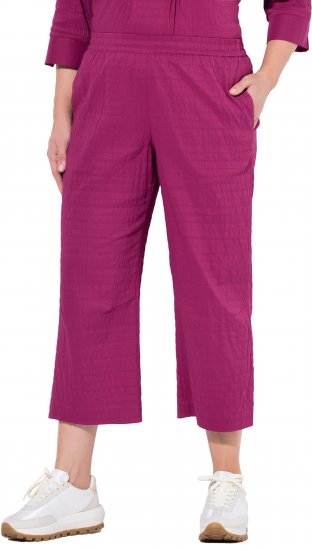 Ulla Popken Textured Elastic Waist Cropped Pants Magnolia Red - Jeans & Byxor i Stora Storlekar – Plus Size - 