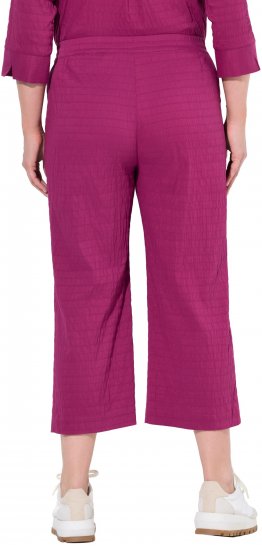 Ulla Popken Textured Elastic Waist Cropped Pants Magnolia Red - Jeans & Byxor i Stora Storlekar – Plus Size - 