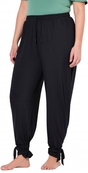 Ulla Popken Quick Drying Split Leg Elastic Waist Joggers Black - Jeans & Byxor i Stora Storlekar – Plus Size - 