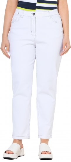 Ulla Popken Used Look 5 Pocket Comfy Waistband Mom Jeans Snow White - Jeans & Byxor i Stora Storlekar – Plus Size - 