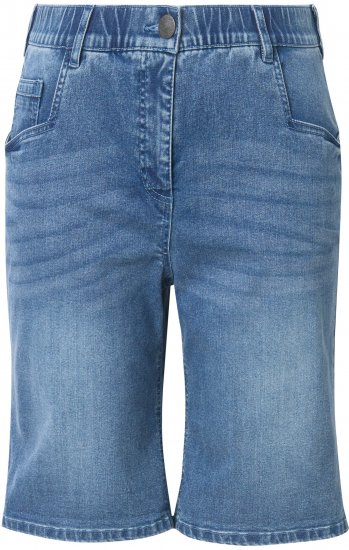 Ulla Popken Denim Wide Leg Elastic Waist Bermuda Shorts Blue Denim - Jeans & Byxor i Stora Storlekar – Plus Size - 
