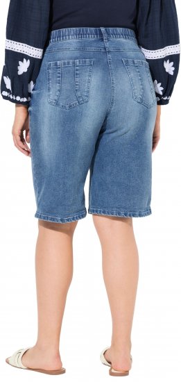 Ulla Popken Denim Wide Leg Elastic Waist Bermuda Shorts Blue Denim - Jeans & Byxor i Stora Storlekar – Plus Size - 