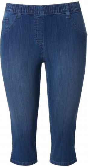 Ulla Popken Denim Elastic Waist Capres Blue Denim - Jeans & Byxor i Stora Storlekar – Plus Size - 