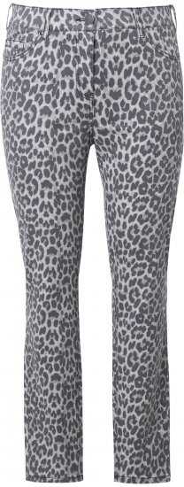 Ulla Popken Slim Leg Leopard Print Stretch Fit Jeans Bright Grey - Jeans & Byxor i Stora Storlekar – Plus Size - 