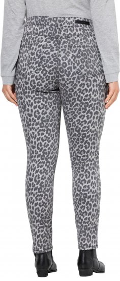Ulla Popken Slim Leg Leopard Print Stretch Fit Jeans Bright Grey - Jeans & Byxor i Stora Storlekar – Plus Size - 