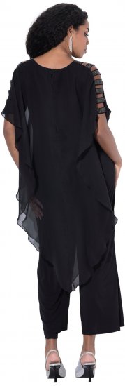 Ulla Popken Layered Chiffon Wrap Jumpsuit Grey - Jeans & Byxor i Stora Storlekar – Plus Size - 