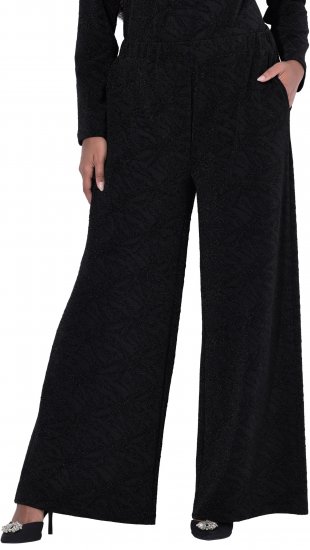 Ulla Popken Wide Leg Elastic Waist Glitter Pants Black - Jeans & Byxor i Stora Storlekar – Plus Size - 