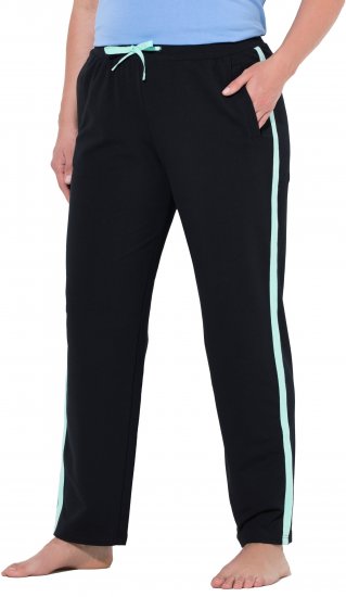Ulla Popken Side Stripe Elastic Waist Joggers Black - Jeans & Byxor i Stora Storlekar – Plus Size - 