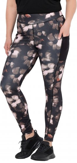 Ulla Popken Abstract Print Quick Dry Sports Leggings Black - Jeans & Byxor i Stora Storlekar – Plus Size - 