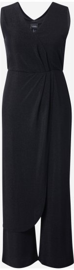 Ulla Popken Draped Sleeveless Glitter Jumpsuit Navy - Jeans & Byxor i Stora Storlekar – Plus Size - 