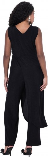 Ulla Popken Draped Sleeveless Glitter Jumpsuit Navy - Jeans & Byxor i Stora Storlekar – Plus Size - 