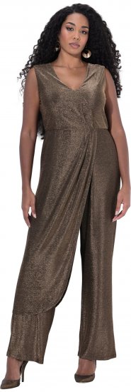 Ulla Popken Draped Sleeveless Glitter Jumpsuit Pearl White - Jeans & Byxor i Stora Storlekar – Plus Size - 