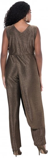 Ulla Popken Draped Sleeveless Glitter Jumpsuit Pearl White - Jeans & Byxor i Stora Storlekar – Plus Size - 